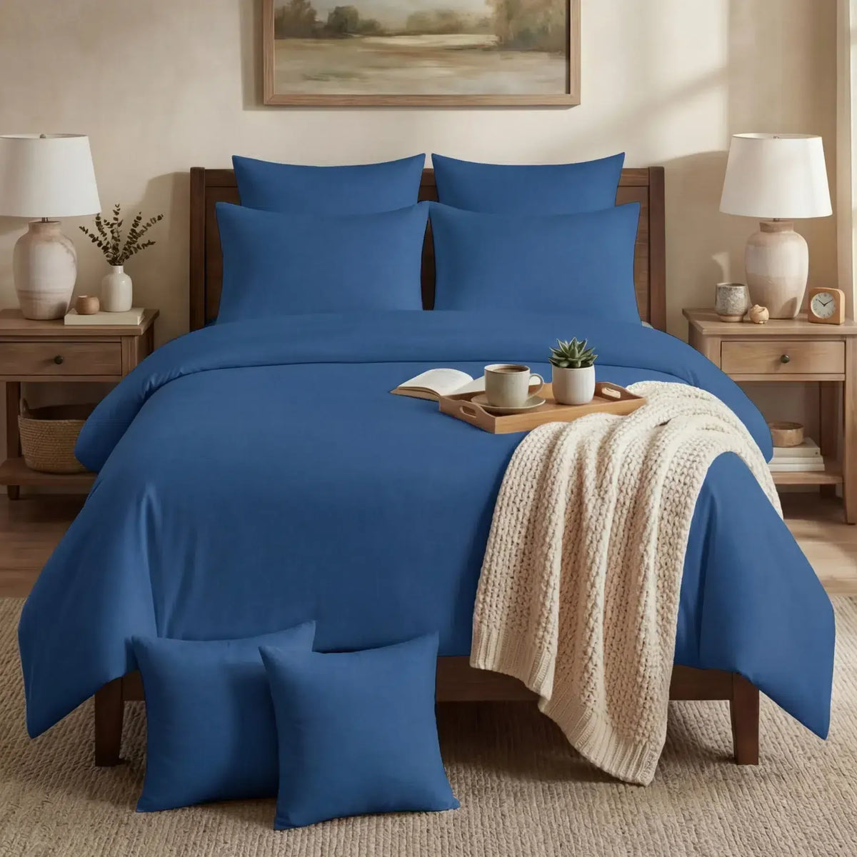 Cotton Duvet Cover Set - Navy Blue image 0