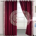 MAROON & SKIN SPLENDID GREEK VELVET CURTAINS - SET OF 2 PANELS image 0