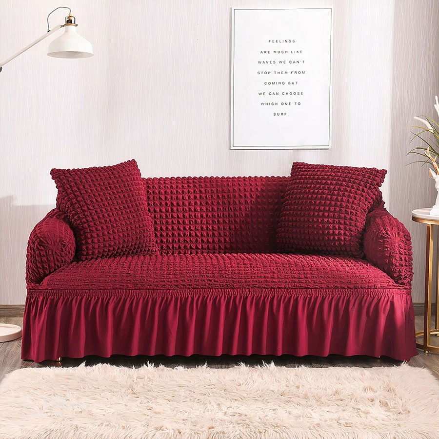 FITTED BUBBLE SOFA COVER - MAROON image 0
