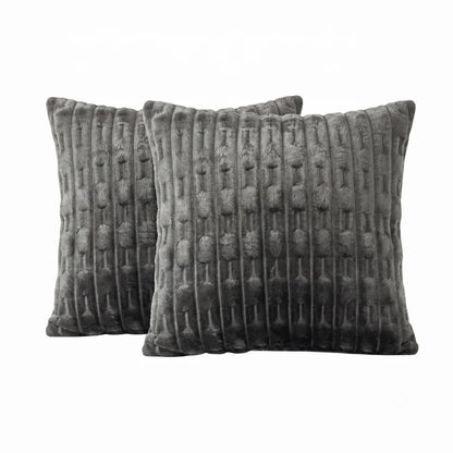 EMBOSSED FLEECE CUSHION COVERS - GREY image 0