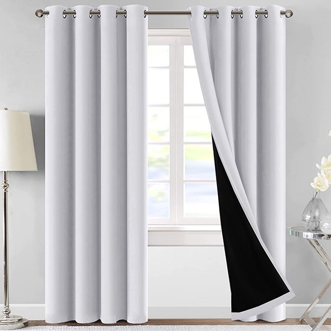 SELF JACQUARD BLACKOUT CURTAINS - WHITE image 0