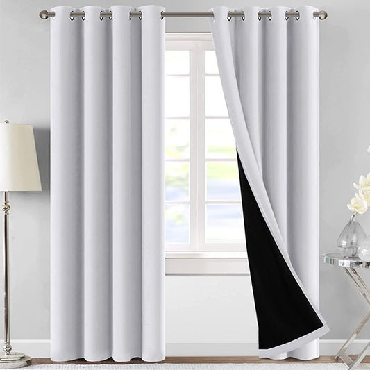 SELF JACQUARD BLACKOUT CURTAINS - WHITE image 0