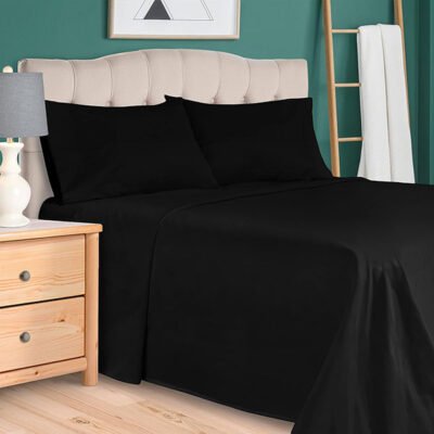 Plain Rich Cotton Bed Sheet Black image 0