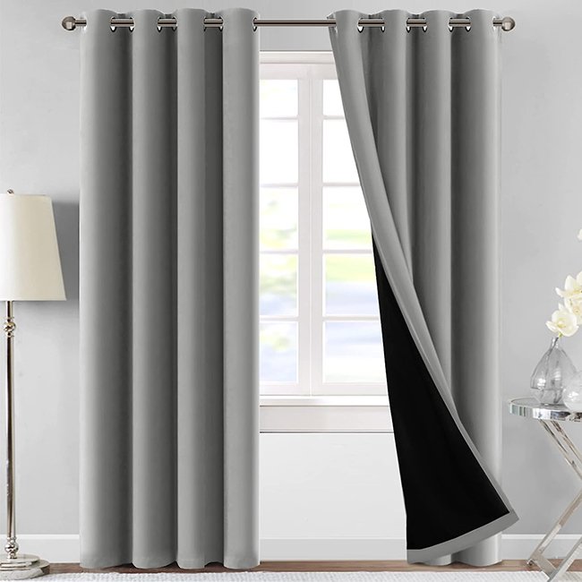 SELF JACQUARD BLACKOUT CURTAINS - GREY image 0