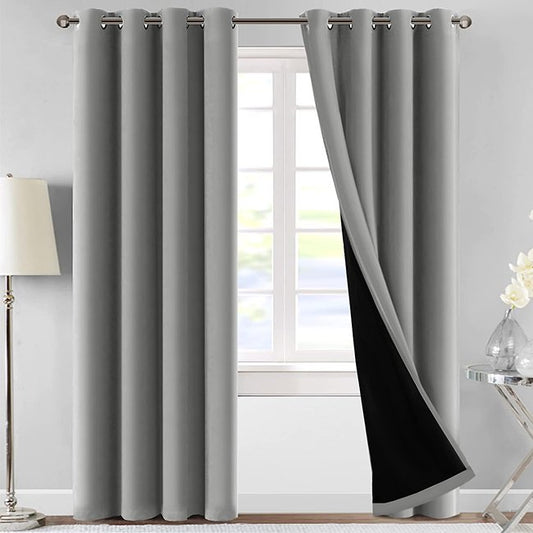 SELF JACQUARD BLACKOUT CURTAINS - GREY image 0