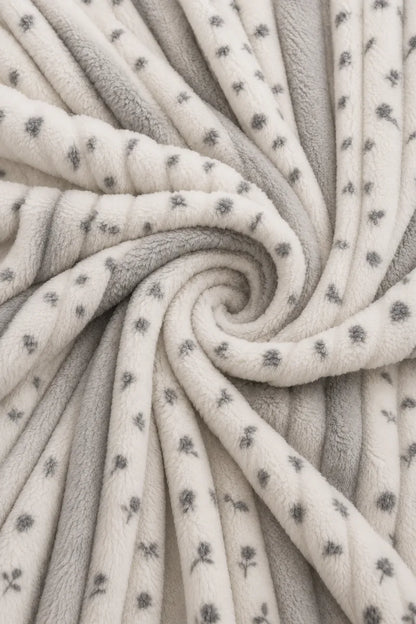 PREMIUM CORAL FLEECE BUBBLE BLANKET - SILVER GREY & WHITE image 1