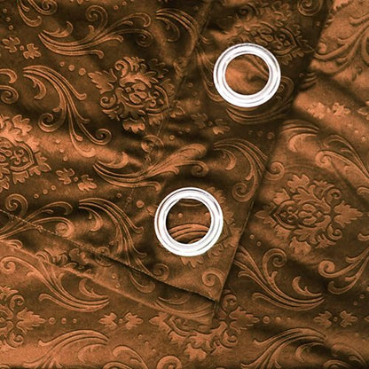 COPPER SELF PRINT VELVET CURTAINS - SET OF 2 PANELS image 1