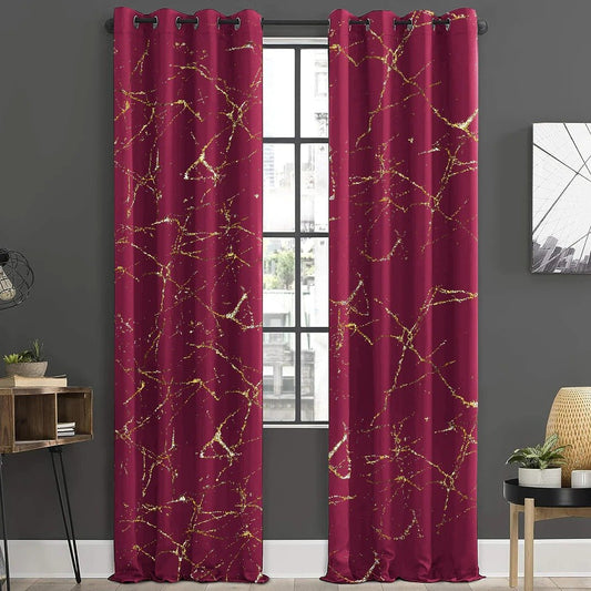 Imported Velvet Curtains Sprinkle Design Maroon image 0