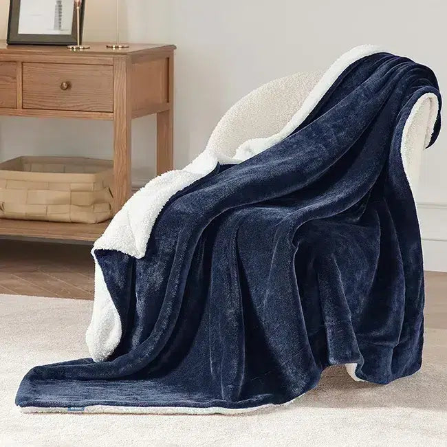 SHERPA FLEECE THROW BLANKET - BLUE image 0