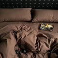 Cotton Reversible Duvet Cover Set - Brown image 0