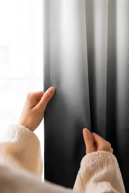 SOLID BLACK DIP-DYE OMBRE VELVET CURTAINS – SET OF 2 PANELS image 1