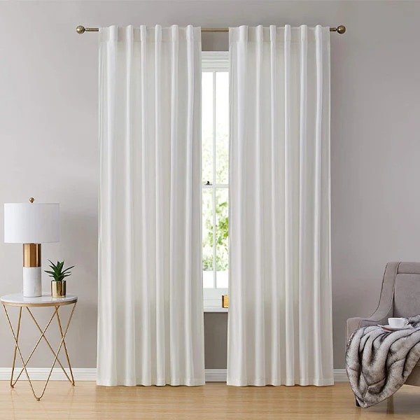 WHITE PLAIN SOLID VELVET CURTAINS - SET OF 2 PANELS image 0