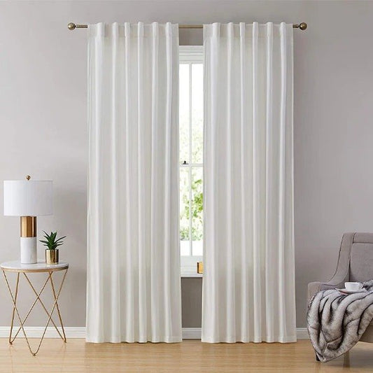 WHITE PLAIN SOLID VELVET CURTAINS - SET OF 2 PANELS image 0