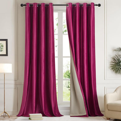Premium Velvet Blackout Curtains Hot Pink ( 2 Curtains Set ) image 0
