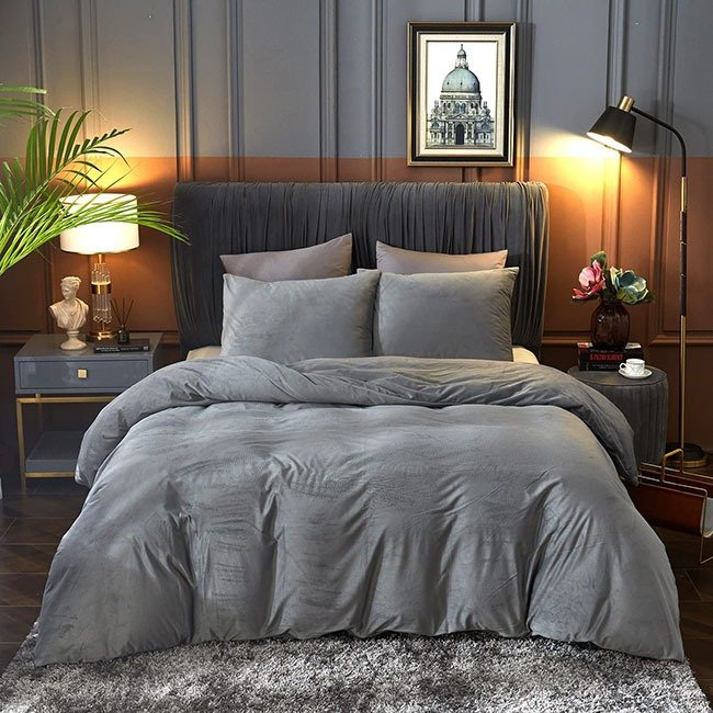 Velvet Duvet Cover Set - Silver Grey image 0