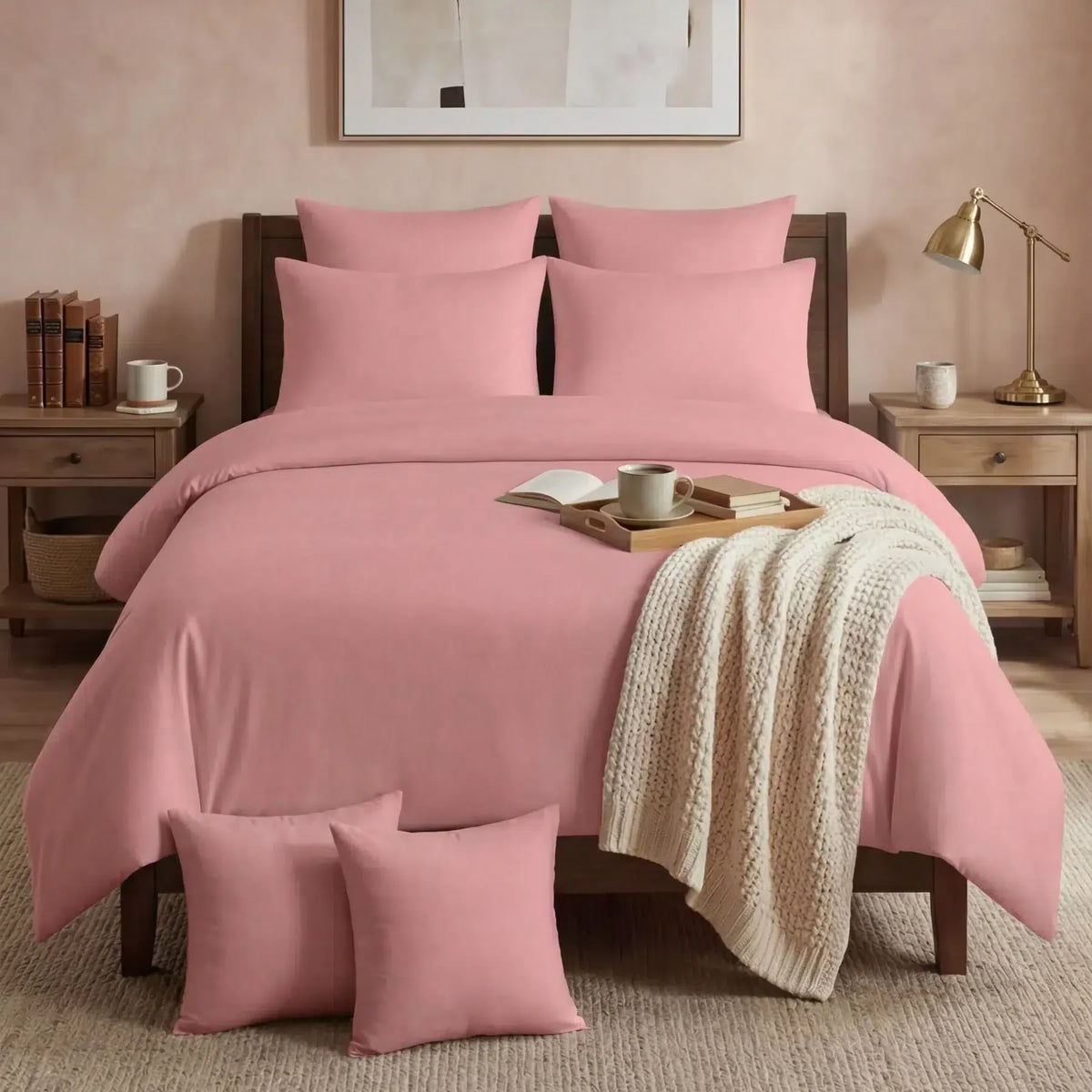 Cotton Duvet Cover Set - Peach Pink image 0
