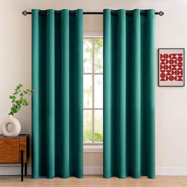 Export Self Plain Cotton Jacquard Curtains Zinc ( 2 Curtains Set ) image 0