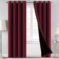 SELF JACQUARD BLACKOUT CURTAINS - MAROON image 0