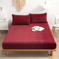 Premium Velvet Fitted Bed Sheet Maroon image 0