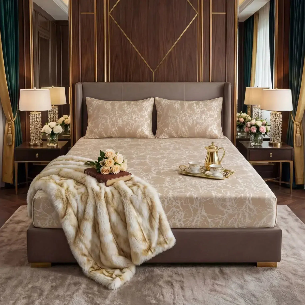 Premium Texture Velvet Fitted Bed Sheet Skin image 0