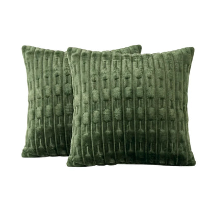 EMBOSSED FLEECE CUSHION COVERS - GREEN image 0