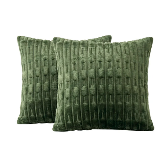 EMBOSSED FLEECE CUSHION COVERS - GREEN image 0