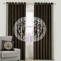 BROWN & OFF WHITE VERSACE DESIGN VELVET CURTAINS - SET OF 2 PANELS image 0