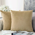 Plain Soft Feel Velvet Cushion Covers Beige 16 x 16  ( Without Filling ) image 0