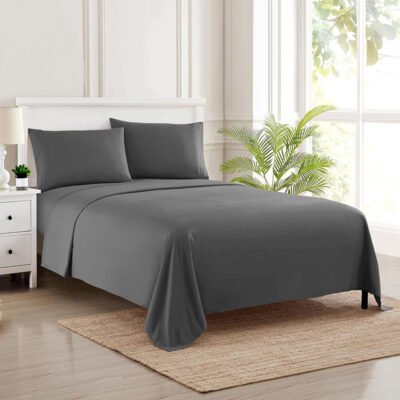 Velvet Flat Bed Sheet Grey image 0