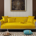 Velvet Sofa Runner with Cushion Covers Yellow image 0