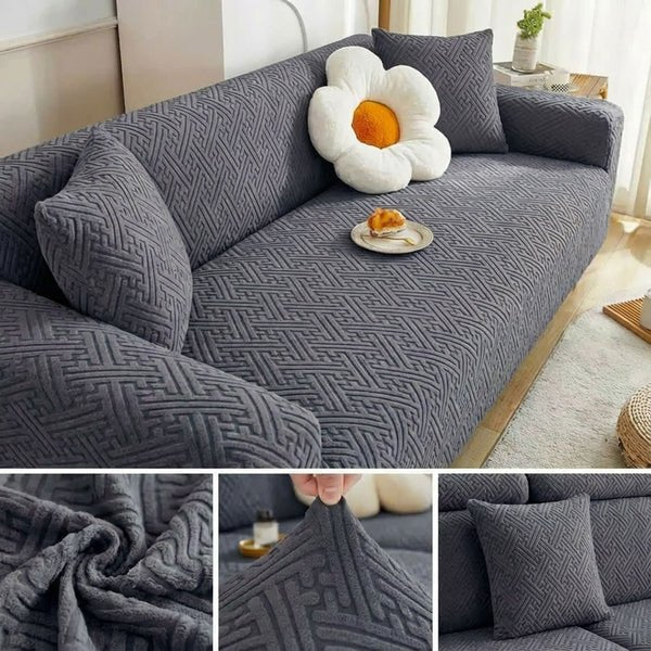 STRIPE JACQUARD SOFA COVERS - GREY image 0
