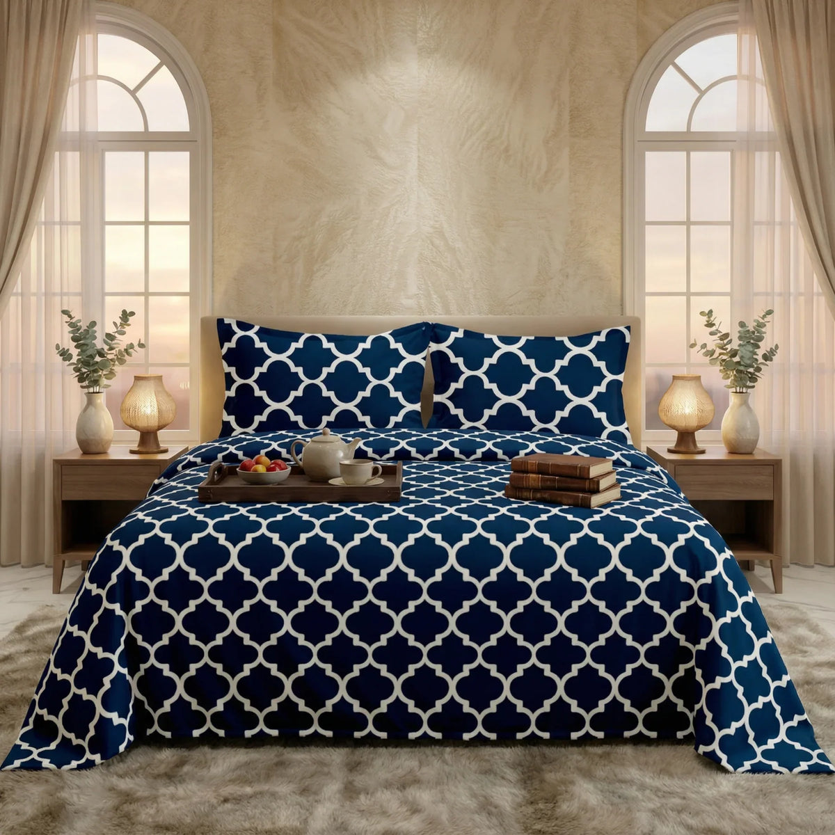 BLUE PENDORA BEDSHEET SET - 3 PCS image 0