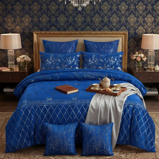 Texture Velvet Duvet Cover Set - Royal Blue image 0