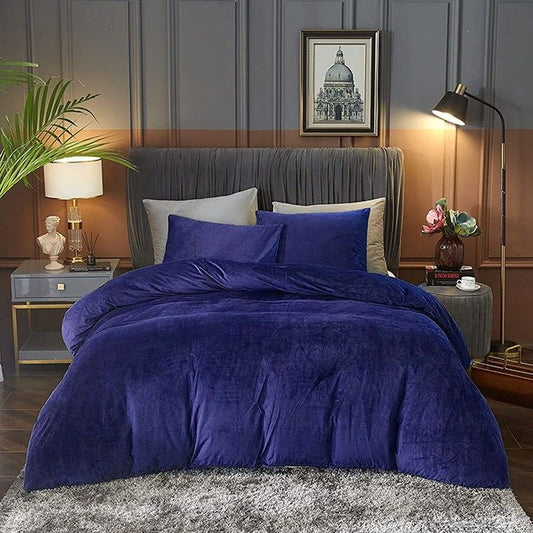 Velvet Duvet Cover Set - Blue image 0