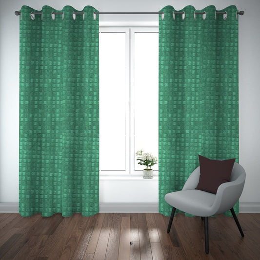 Export self dotted jacquard curtains Sea Green ( 2 Curtains Set ) image 0