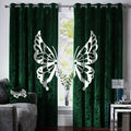 LUXURY VELVET BUTTERFLY CURTAINS - GREEN & WHITE image 0