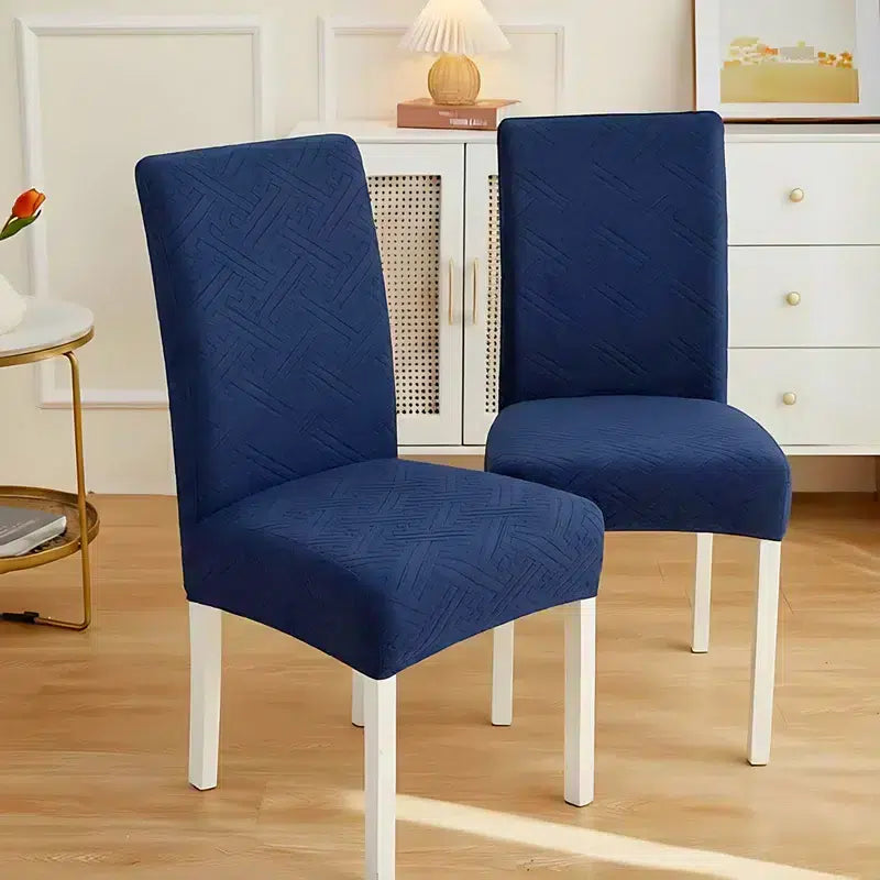Stripe Jacquard Chair Covers - Blue image 0