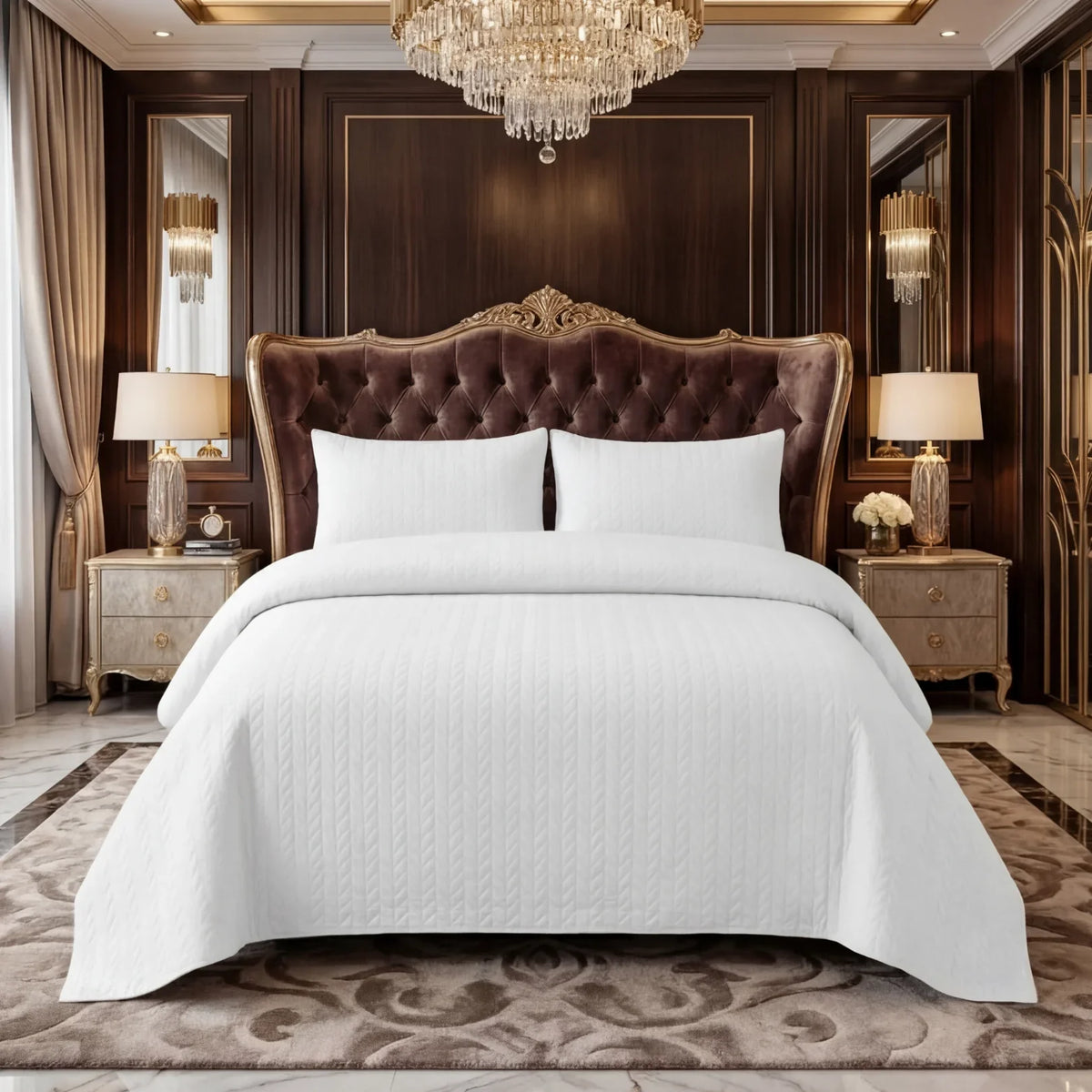 White BedSpread Set - 3Pcs image 0
