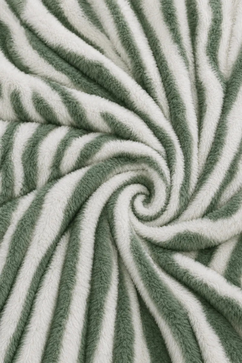 PREMIUM CORAL FLEECE BUBBLE BLANKET - SAGE GREEN & WHITE image 1