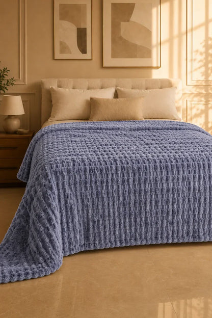 TEXTURED PLUSH BLANKET - ICE BLUE image 0