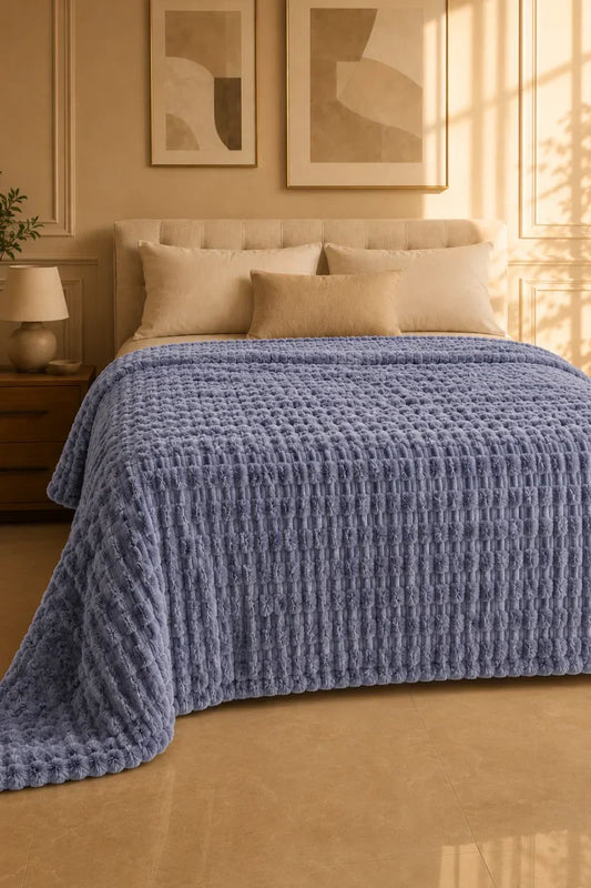 TEXTURED PLUSH BLANKET - ICE BLUE image 0