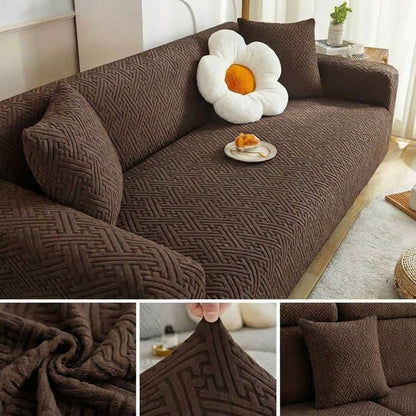 STRIPE JACQUARD SOFA COVERS - BROWN image 0
