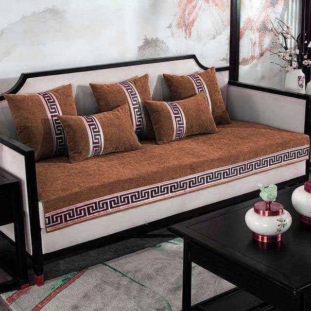 Velvet Sofa Covers Splendid with Cushion Covers Copper image 0