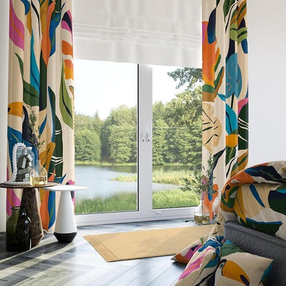 JUNGLE VOGUE DIGITAL PRINT VELVET CURTAINS – SET OF 2 PANELS image 1