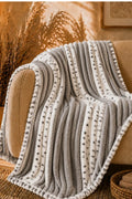 PREMIUM CORAL FLEECE BUBBLE BLANKET - SILVER GREY & WHITE image 0