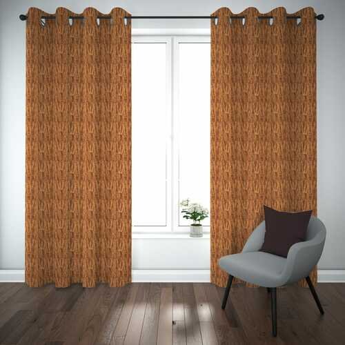 Premium Self Jacquard Curtains Fish Design Rust ( 2 Curtain Set ) image 0