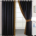 BLACK & COPPER SIDE BORDER VELVET CURTAINS - SET OF 2 PANELS image 0