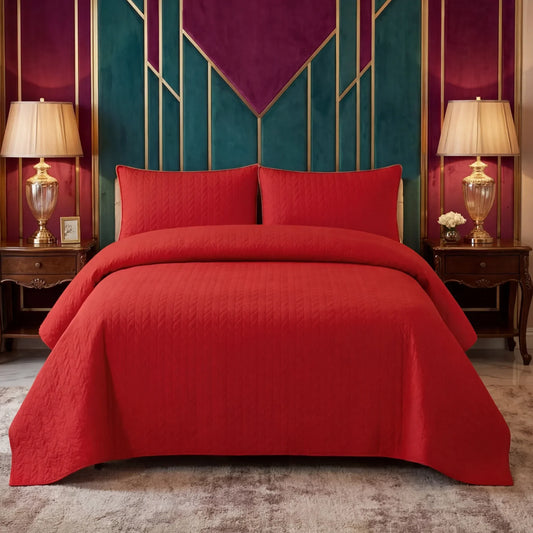 Red BedSpread Set - 3Pcs image 0