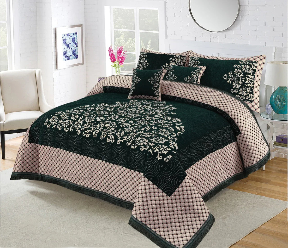 JACQUARD LUXURY GREEN BEDSHEET SET- 5 PCS image 0