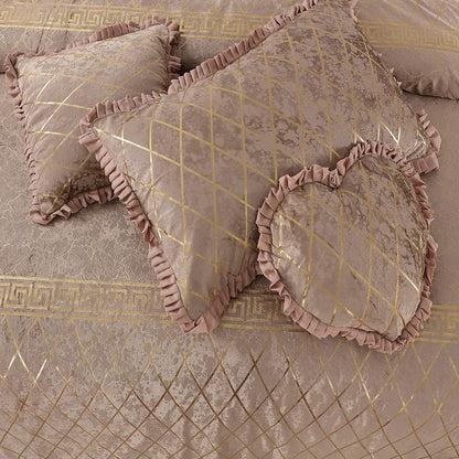 Luxury Elixir Velvet Bedset Peach ( 5 PCS ) image 1